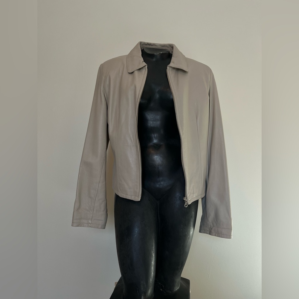 Vera Pelle Soft Greige Leather Jacket